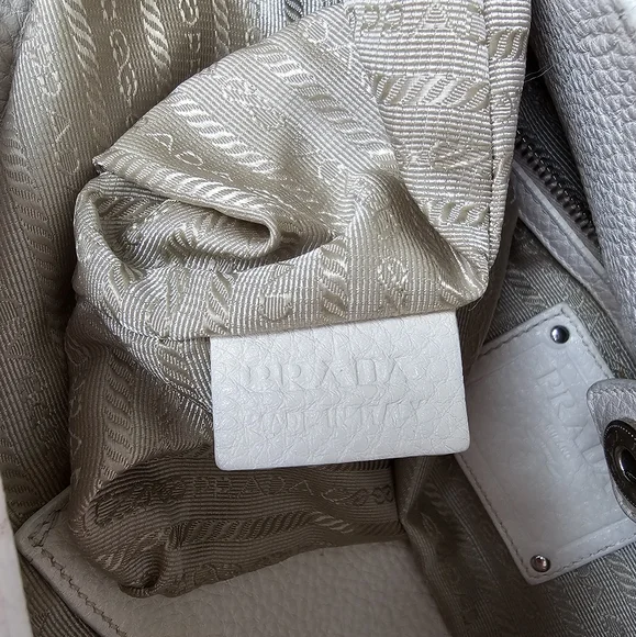 Prada Cream Pebbled Leather Hobo Bag - Picture 6 of 16